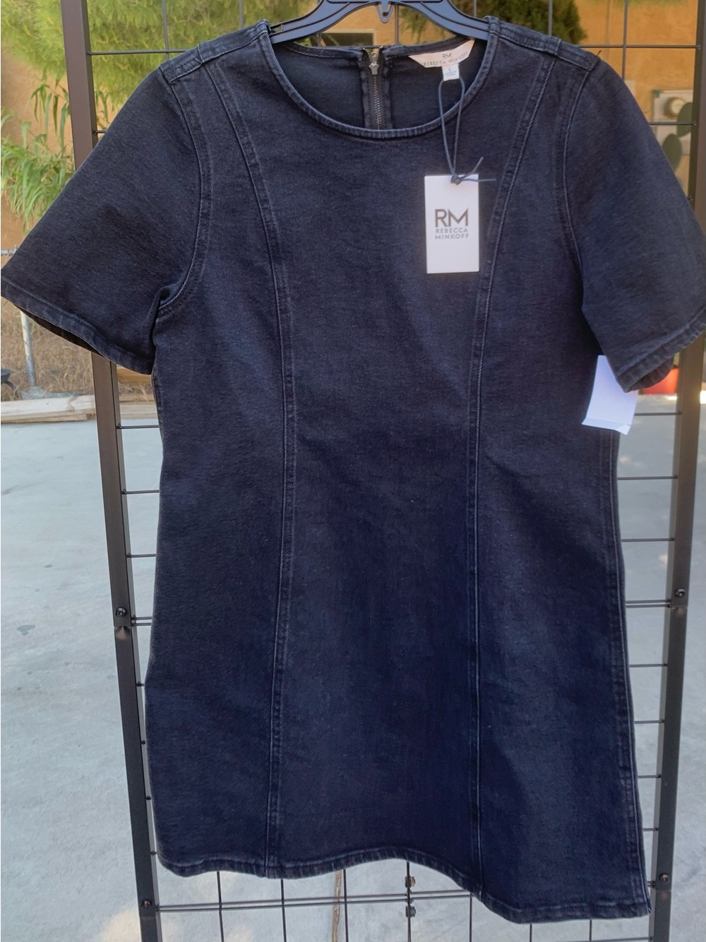 NWT Rebecca Minkoff Dark Black Short-Sleeve Denim Dress